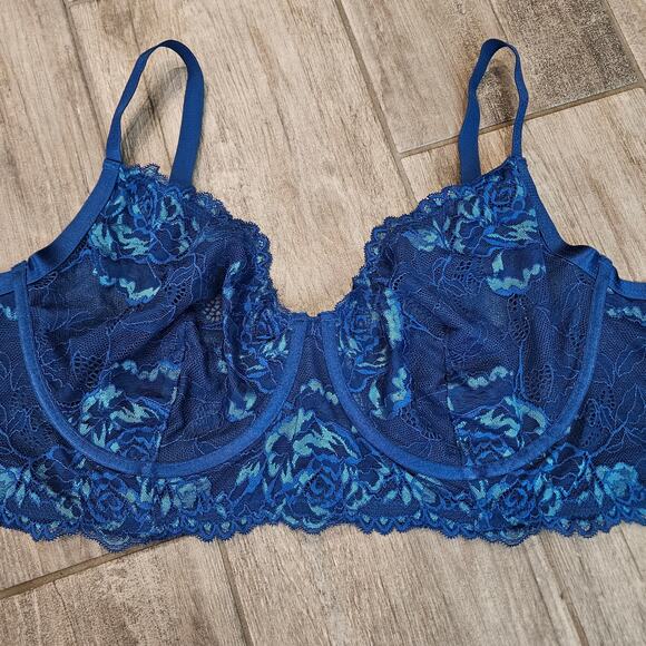 Torrid Curve Longline Lace Unlined Underwire Bra Womens 3 NWT Blue Lace Feminine - Picture 3 of 10